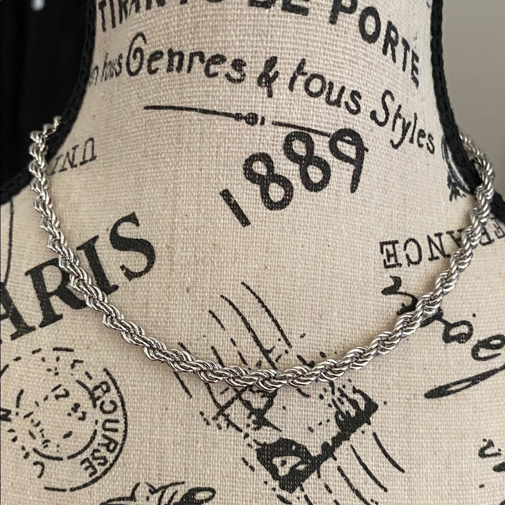 Elegant Monet Silver Rope Chain Necklace In Euc